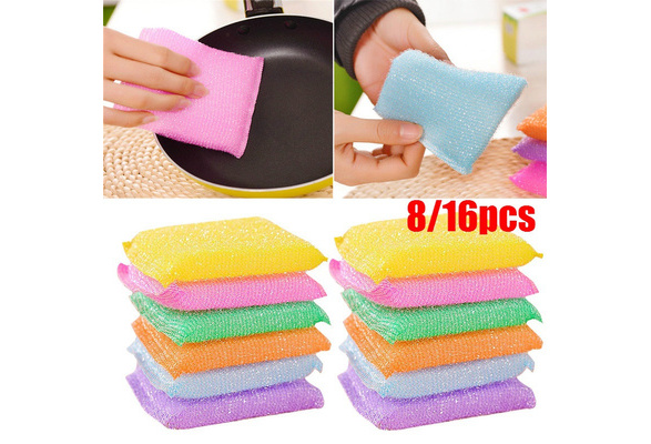 4 PCS/lot Kitchen nonstick oil scouring pad cleaning cloth sponge washing cD WQ 