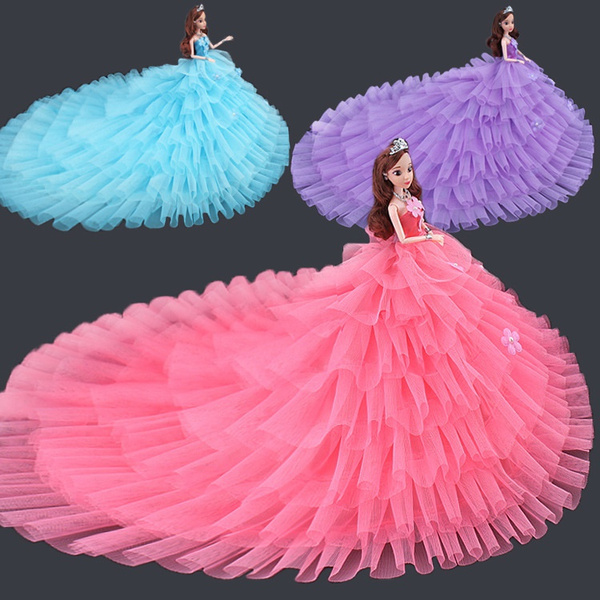 Barbie Doll Clothes Princess Trailing Wedding Dress Fantasy Toys