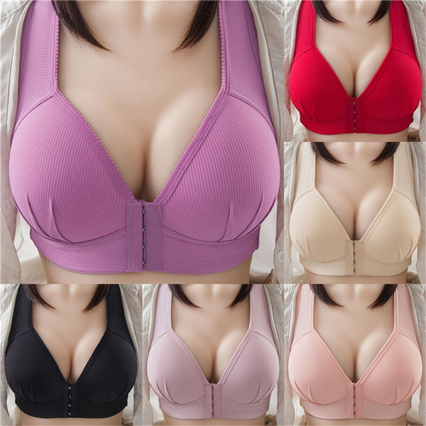 Bra front button type non-wireless underwear women's thin big breasts small  breasts beautiful back bras