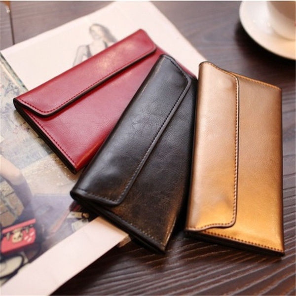 New Ladies Wallet with Suction Buckle Business Thin Card Bag Long Wallet