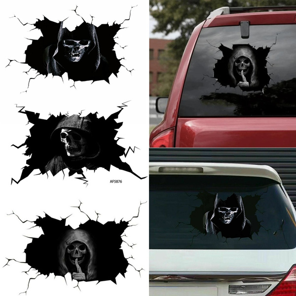 Car Window Sticker Happy Halloween Stickers Silent Skull Sticker Wall Decal