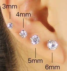 DIAMOND, Jewelry, Silver Fashion Jewelry, Stud Earring