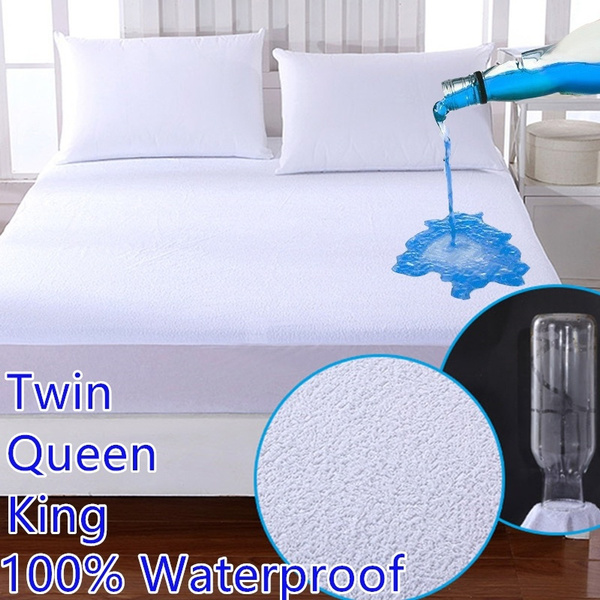 100% Waterproof Mattress Protector Terry Cloth Cotton Fitted Mattress Pads  Anti-dust Mite Hypoallergenic Mattress Covers Protector Cover