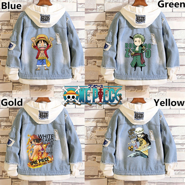 Anime One Piece Jean Jacket Monkey D. Luffy Roronoa Zoro Cosplay Light Blue  Denim Jackets Autumn Winter Hoody Outwear - AliExpress
