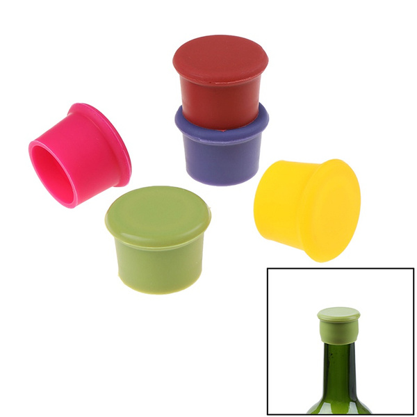 5Pc Wine Bottle Stopper Silicone Bar Preservation Champagne Beverage Closure_BE