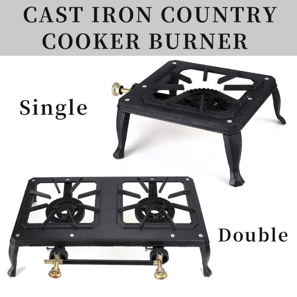 Portable Cooking Double Burner Cast Iron Stove Gas Ring Outdoor