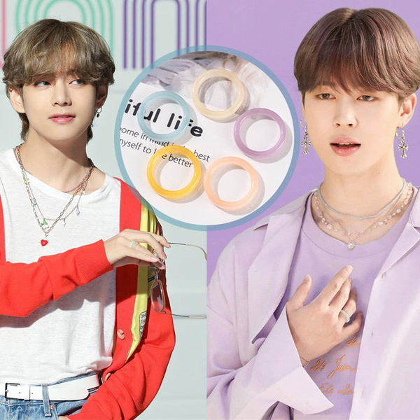 1pc New K Pop Bts Bangtan Boys V Jimin The Same Finger Ring Fresh Color Resin Rings Fashion Jewelry Women Men Wish