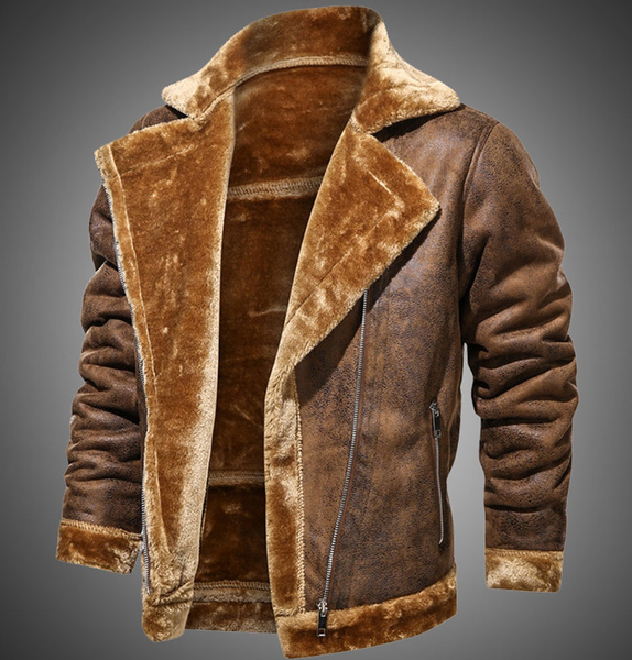 Winter Jacket Mens Suede Leather, Leather Suede Winter Coats