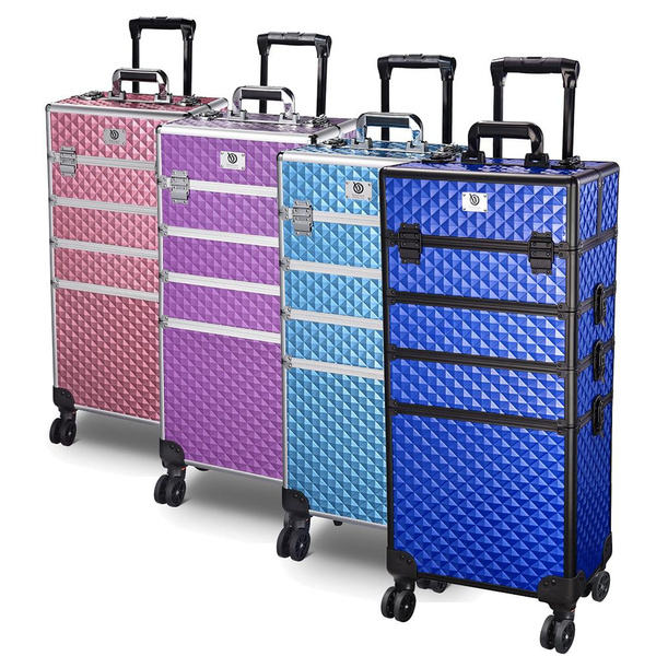 Byootique 4 in 1 Rolling Makeup Case on Wheels Artist Cosmetic Train