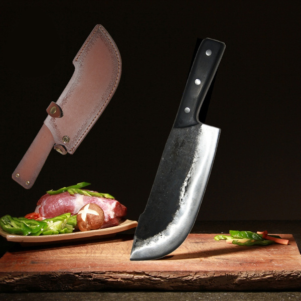 wish.com | Hand-forged iron hit professional chef cut meat cut fruit vegetable Utility knife multi-purpose outdoor camping kitchenware with gift sheath