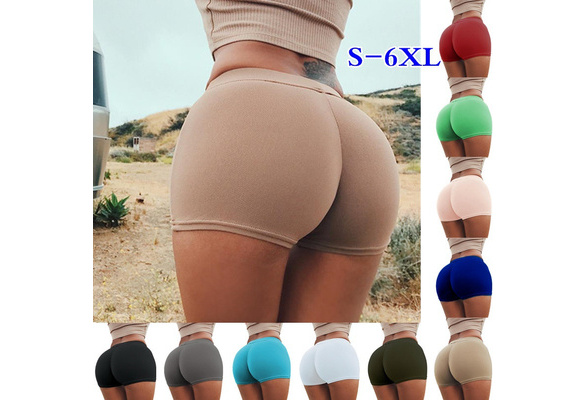 Fashion Women Yoga Shorts Solid Color Tight-fitting Hip Bottom