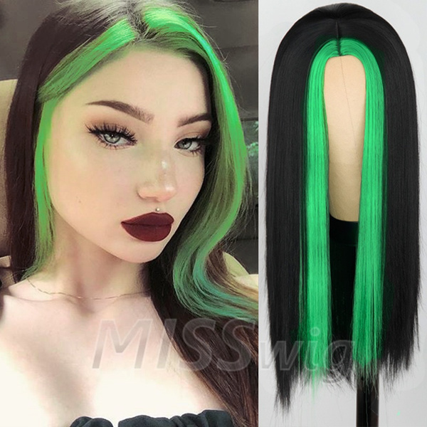 Black and online green hair