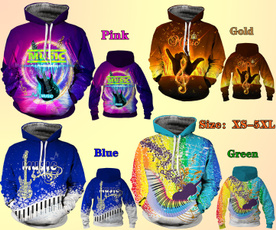 3D hoodies, Fashion, musicalnote, Hoodies