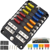 12 Way Blade Fuse Block with ATC/ATO Fuse Box Holder LED Warning ...