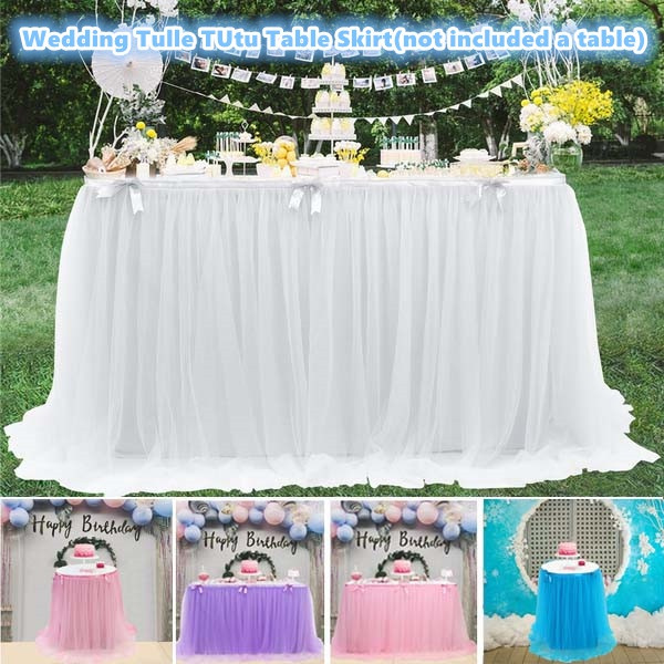 White Tutu Tulle Table Skirt Cloth for Christmas Party Wedding Home Decoration 