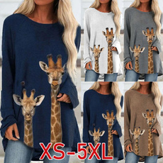 giraffe, Plus Size, Women Blouse, Long Sleeve