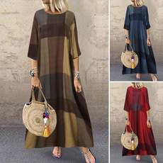Women, plaid, printed, Plaid Dress