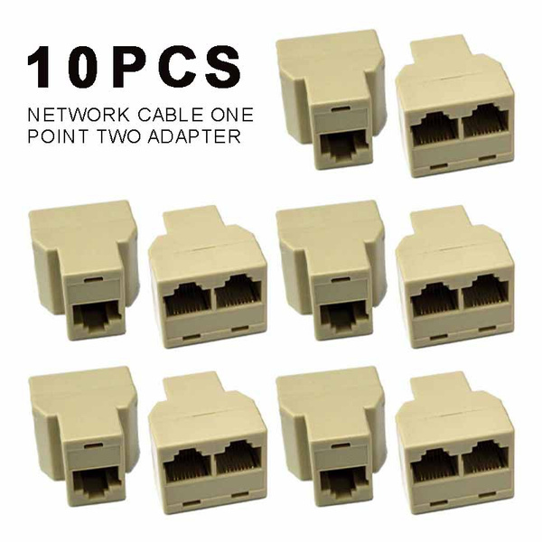 10pcs New Rj45 Ethernet Lan Network Y Splitter 2 Way Adapter 3 Port Coupler Wish 2547