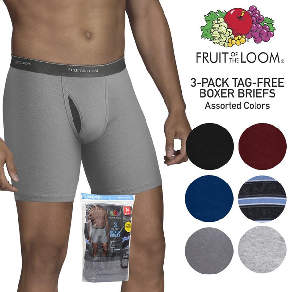 Fruit of The Loom Men's 3 Pack Dual Defense No Pinch Waistband Boxer Briefs 