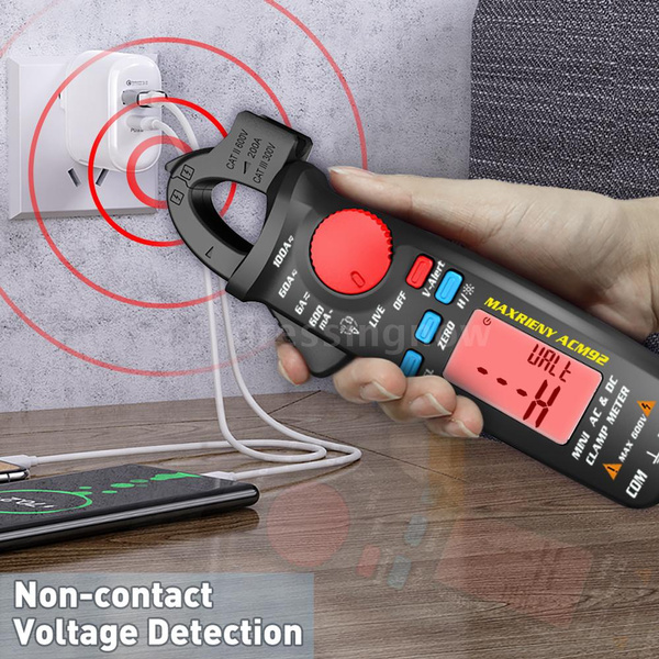 Digital Multimeter with NCV AC Current Clamp AC/DC Voltage Tester Resistance Continuity Temperature Measure Auto-Ranging RockSeed CM1 True-RMS Clamp Meter Black Digital Clamp Meter 