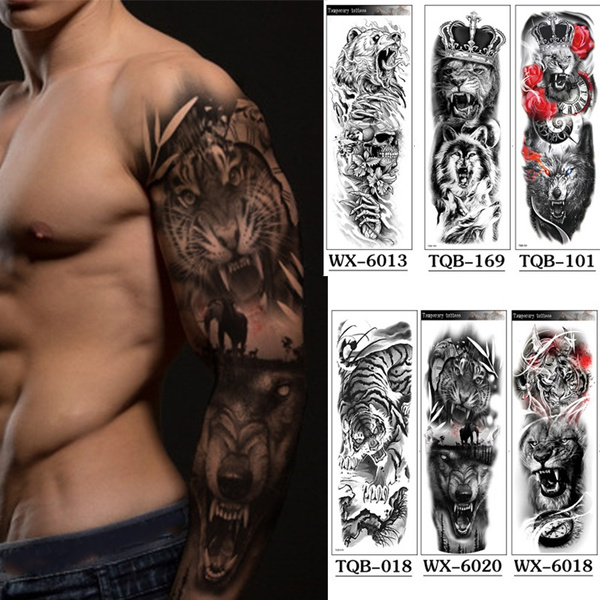 Male Female Body Art Plastered Arm Tattoo Stickers Waterproof Large ...