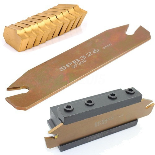 Set Utensile Per Scanalature SPB326 – 20 Inserti In Carburo SP300 Da 3 Mm, Chiave Inclusa, Per Tornitura Di Acciaio E Inox