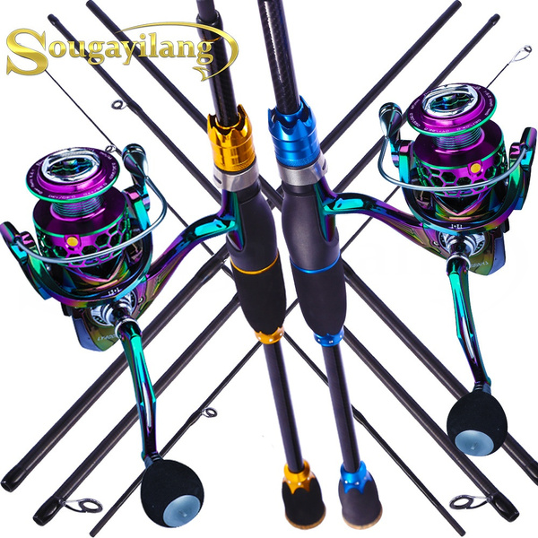 SOUGAYILANG Fishing Rods and Reels Combo Set Portable Travel 4 Sections  1.8M 2.1M Carbon Fiber Spinning Fishing Rod Pole with 13+1 Spinning Fishing  Reel Outdoor Freshwater Saltwater Fishing Tackle