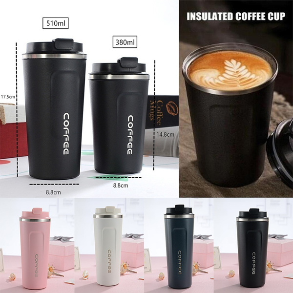 111-380 Double Walled Insulated Coffee Travel Mug with Leak-Proof Flip Lid  Mesh Filter, Green