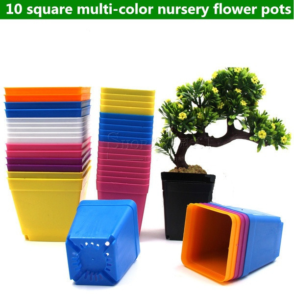 Square Multicolour Nursery Pots Plastic Plants Pot Flower YFFDUS 