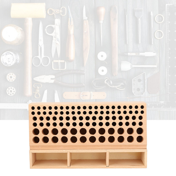 100 Holes Storage Rack Leather Craft Tool Holder Box Hand Work Holder