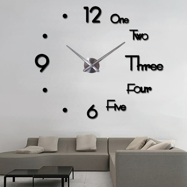 3d Diy Large Wall Clock Modern Design, Best Wall Stickers Design For Living Room Uk