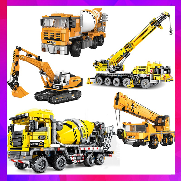 Details about   Building Bricks Block Engineering Series Lifting Crane Excavator Bulldozer Toy 