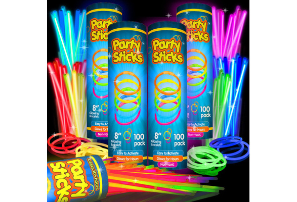 PartySticks Glow Sticks Party Supplies 400pk - 8 Inch Glow in The Dark  Light Up Sticks Party Favors, Glow Party Decorations, Neon Party Glow  Necklaces and Glow Bracelets with Connectors 400 Pack