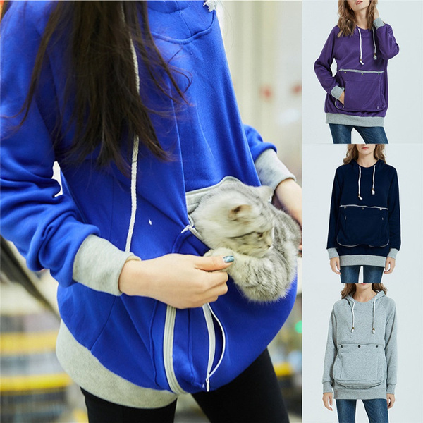 Cat carrier pouch pocket hot sale hoodie