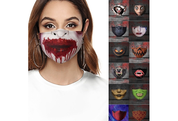 Scary Face Mask Covering 3D Printed Horror Scary Mouth Reusable