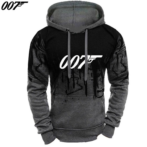 New Fashion Men's 007 James Bond Printed Hoodies Jogging Sport Hoodies  Autumn/winter Casual Hoodies 4 Colors Plus Size