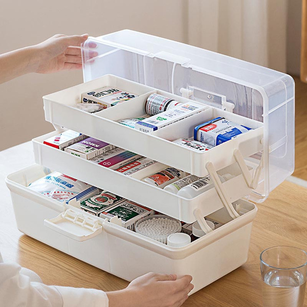 New Medicine Organizer Plastic Storage Box Medical Box Organizer 3 Layers  Multi-Functional Portable Medicine Cabinet Family Emergency Kit Box