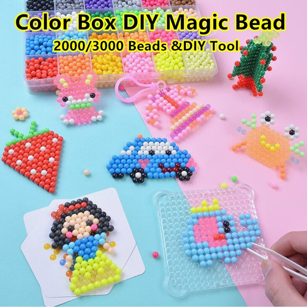 Color Box DIY Magic Bead Fuse Beads&DIY Tool Water Sticky Beads Refill Water  Spray Kid Art Craft learning toy