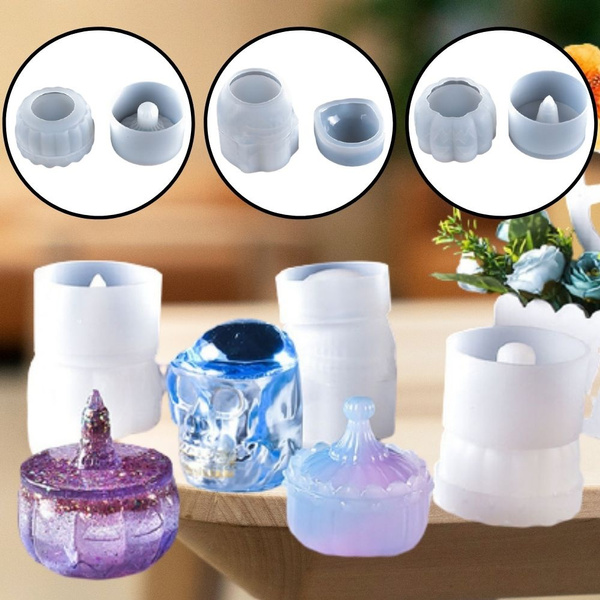 Silicone Resin Box Mold, Jewelry Storage Boxes Tray Epoxy Silicon Molds for  Resin Casting, DIY Skull Pumpkin Crystal Crown Shaped Container Case, Large  Acrylic Custom Shape for Ashtray, Shot Glass Jewelry Holder