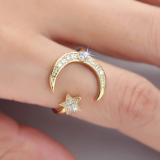 Sterling, crystal ring, Star, wedding ring