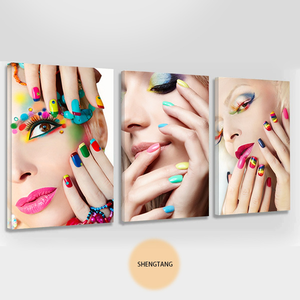 3pcs Cosmetic Store Wall Decor Set With Lipstick, Nail Polish, Beauty Shop  Poster And Canvas Art Prints | SHEIN USA