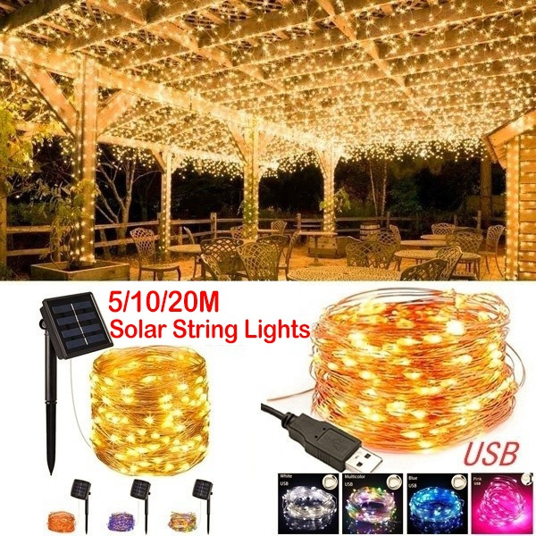 5/10/20M 50/100/200 LED Fairy String Light Copper Wire Waterproof Garden Decor 