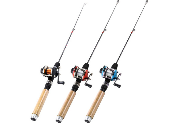 Sougayilang 26in Winter Ice Fishing Rod and Mini Trolling Reel Combos -  with Fishing Line Lures