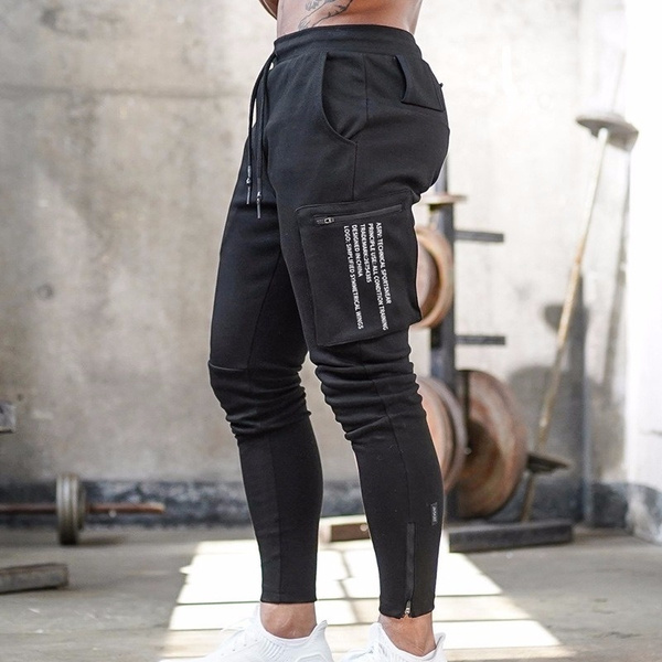 Men's Fitness Jogger Pants with Zipper Pockets: Ideal for Gym and Training