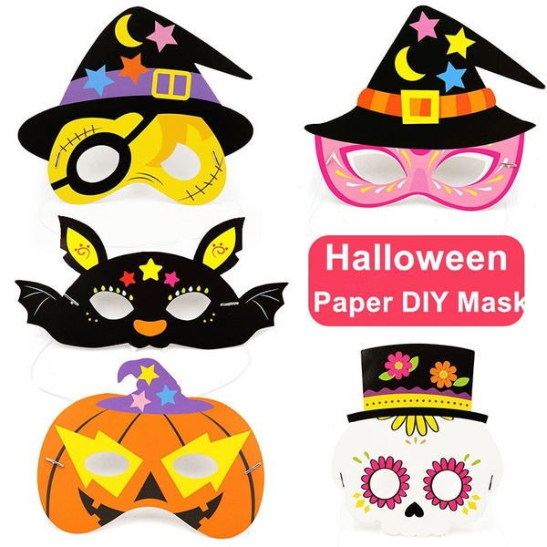 5 Styles Cute Halloween Mask Cartoon Paper Diy Face Mask DressUp Halloween Costume Accessory