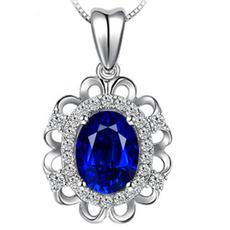 925 sterling silver necklace, Sterling, sapphirependant, 925 sterling silver