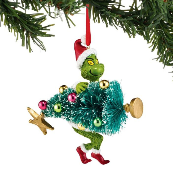  Department 56 Dr. Seuss The Grinch Hiding Behind Star Sculpted  Christmas Tree Topper, 8.5 Inch, Multicolor : Home & Kitchen