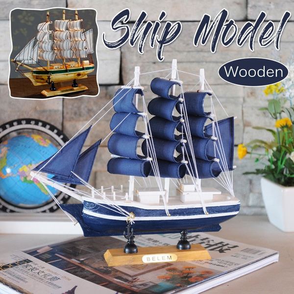 Wooden Sailing Boat Home Decor Set Sailboat Crafts Ship Model Home Desktop Model Decoration Educational Gifts Model Toy for Kids Wakauto Wooden Sailboat Model Decoration