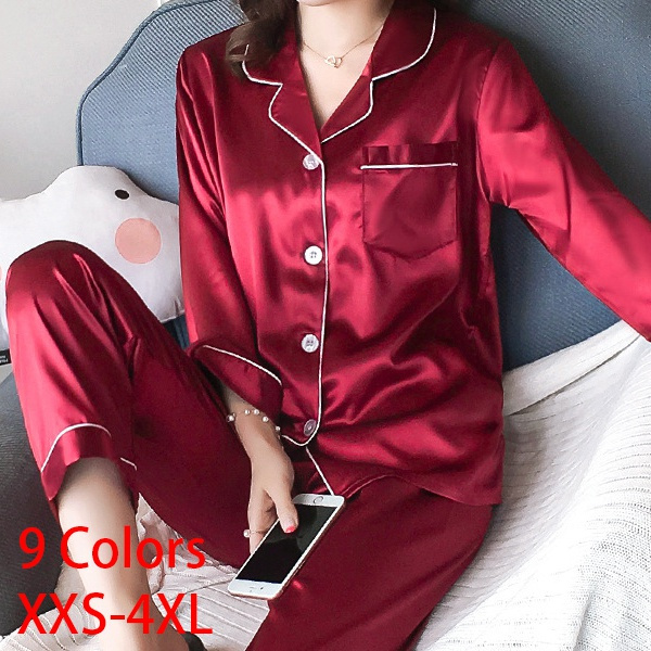 Satin two piece online set pajamas