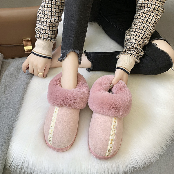 Women s Fluffy Slippers Suede Designer Soft Ladies House Shoes Warm Female Home Slippers with Fur Big Size 5 11 Indoor Slippers